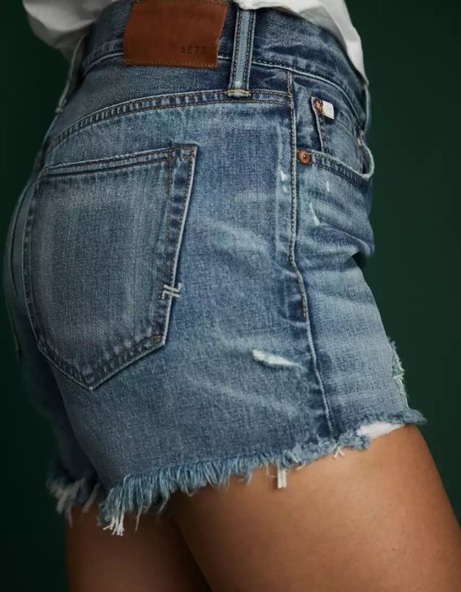 Shorts American Eagle AE77 Classiche Denim Indigo Lavage Femme | XQX-45365068